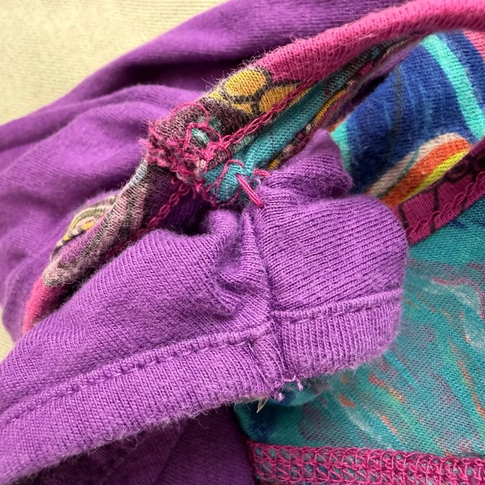 Desigual Girls Sz 5-6 Purple Multi Pattern Long Sleeve Dress Cotton Layered Boho